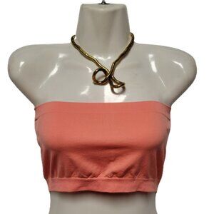 CORAL Crop Top Stretchy Ribbed Bandeau Tube Top - One Size- NEW